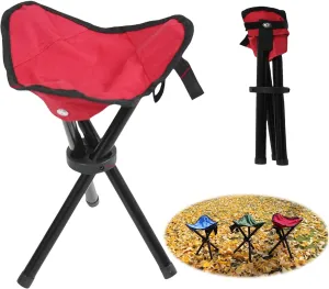 Travel Chair, Camping Stool, Folding Camping Stool, Portable Tripod Seat, Portable Folding Stool for Fishing, Hiking Tours, BBQ, Parties, Outdoor Activities,Red