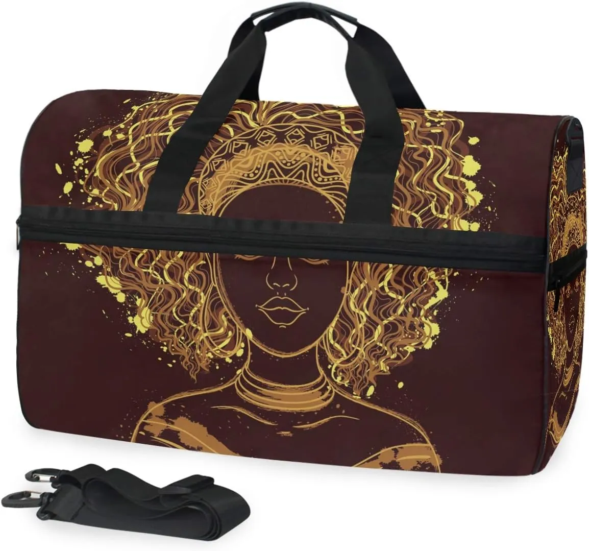 Travel Duffel Bag African American Women Waterproof Lightweight Luggage bag for Sports, Gym, Vacation