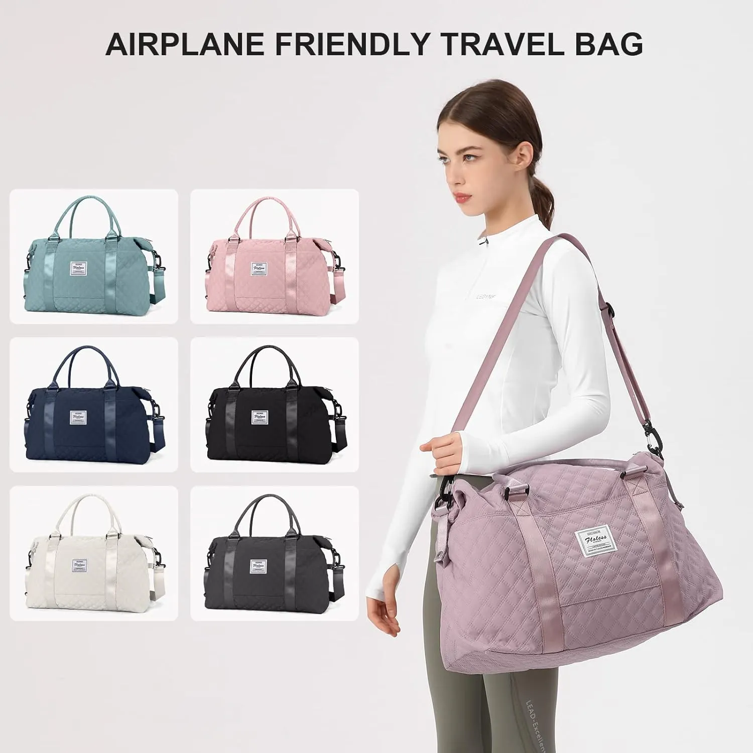 Travel Duffel Bag,Sports Tote Gym Bag,Shoulder Weekender Overnight Bag for Women