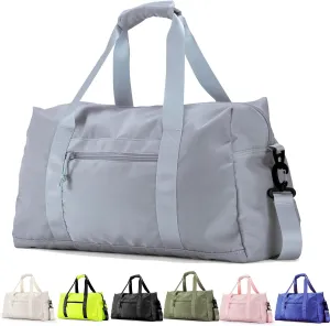 Travel Duffle Bag,Sport Gym Bag for Men And Women with Wet Pocket,Weekender Bag Carry On Tote Bags for Airplane Light Grey