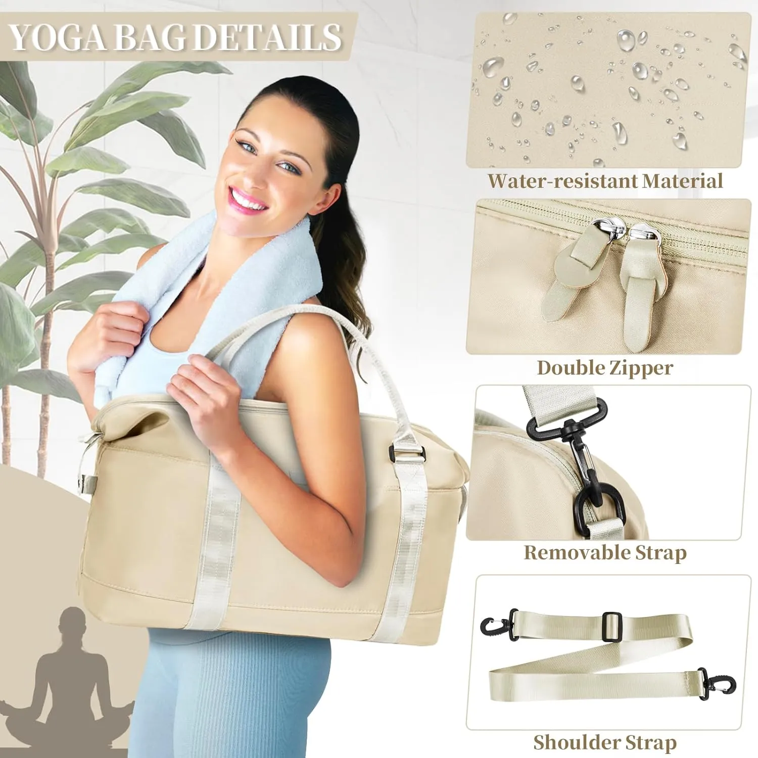 Travel Duffle, Waterproof Gym Weekender Overnight Tote Carry On with Luggage Sleeve, Dry Wet Pocket, Labor Delivery Hospital Bag