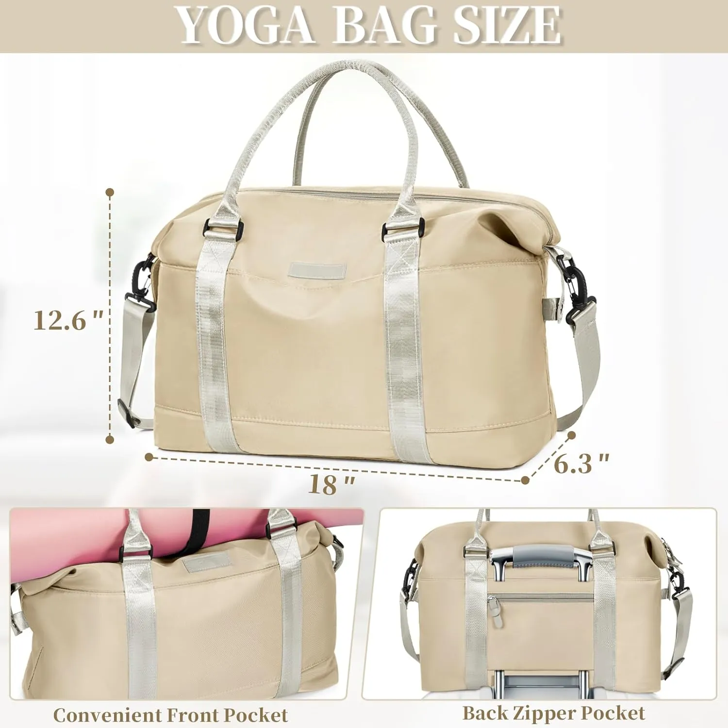 Travel Duffle, Waterproof Gym Weekender Overnight Tote Carry On with Luggage Sleeve, Dry Wet Pocket, Labor Delivery Hospital Bag