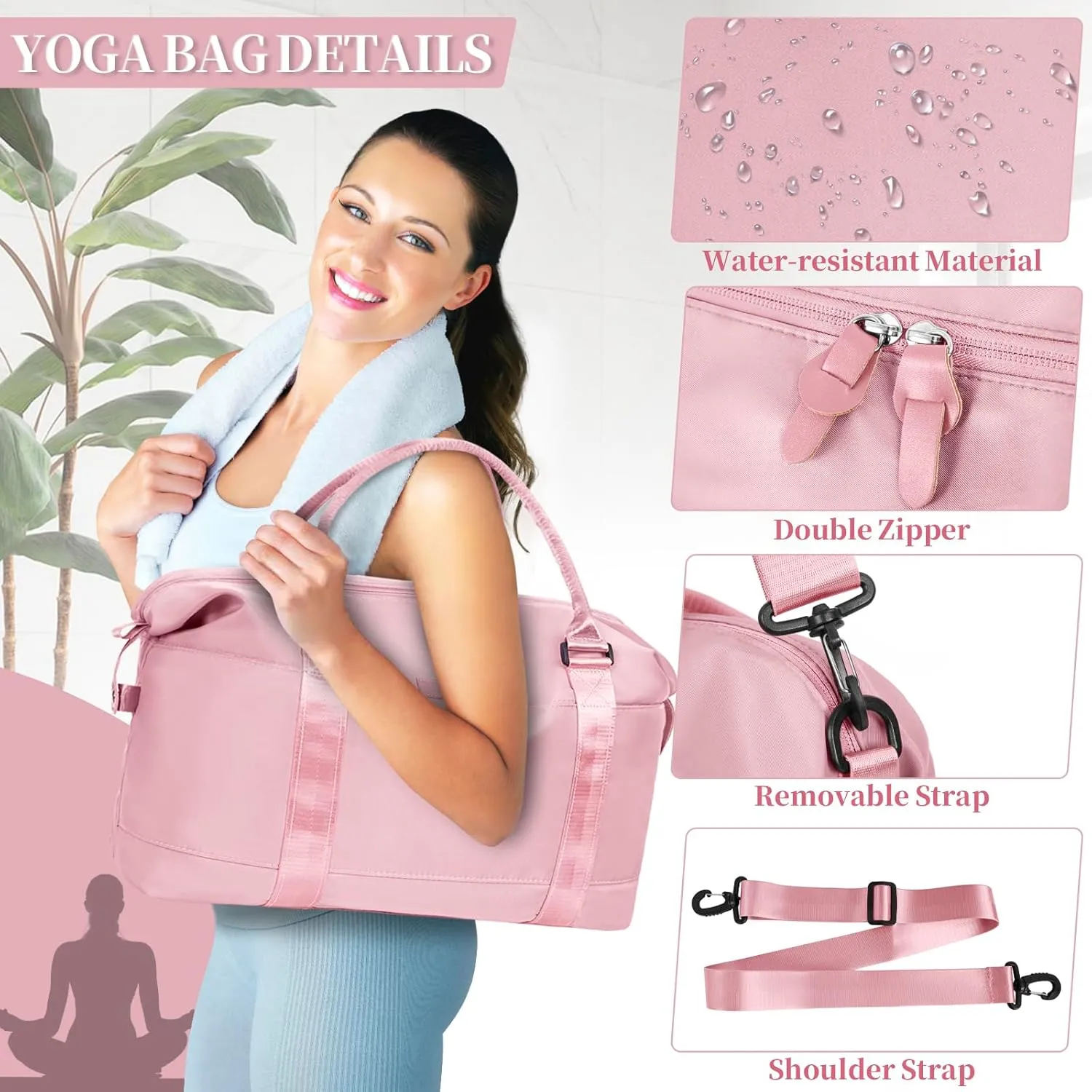 Travel Duffle, Waterproof Gym Weekender Overnight Tote Carry On with Luggage Sleeve, Dry Wet Pocket, Labor Delivery Hospital Bag