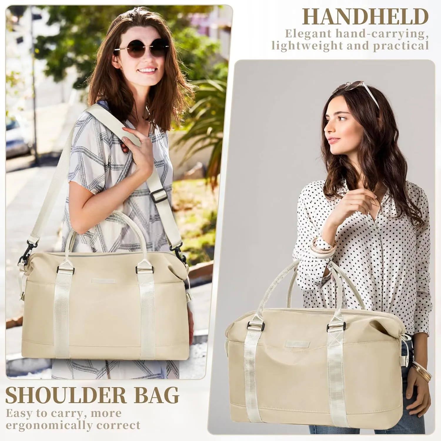 Travel Duffle, Waterproof Gym Weekender Overnight Tote Carry On with Luggage Sleeve, Dry Wet Pocket, Labor Delivery Hospital Bag