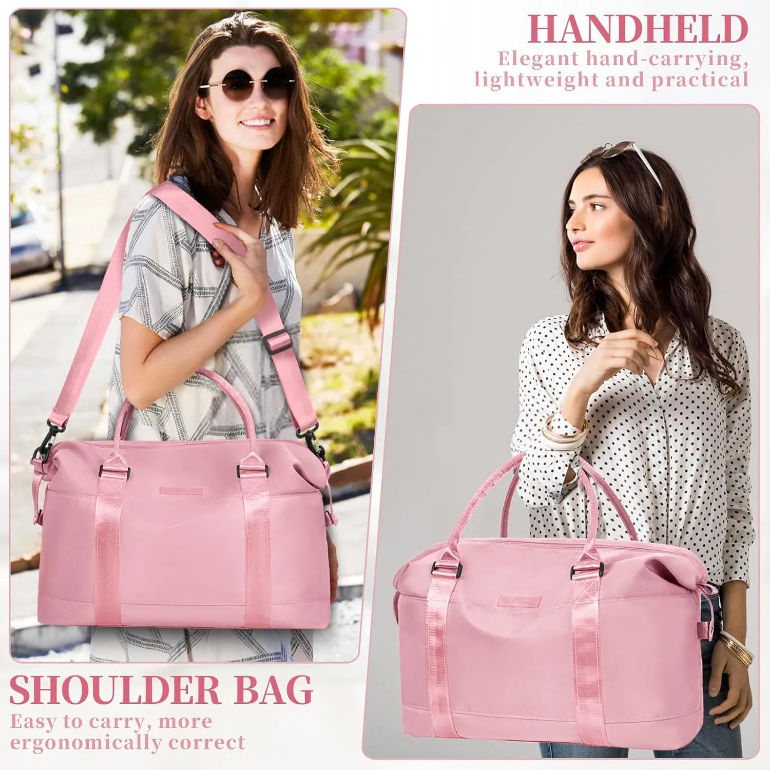 Travel Duffle, Waterproof Gym Weekender Overnight Tote Carry On with Luggage Sleeve, Dry Wet Pocket, Labor Delivery Hospital Bag