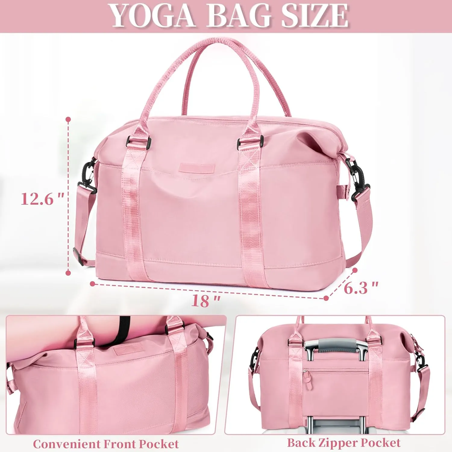 Travel Duffle, Waterproof Gym Weekender Overnight Tote Carry On with Luggage Sleeve, Dry Wet Pocket, Labor Delivery Hospital Bag