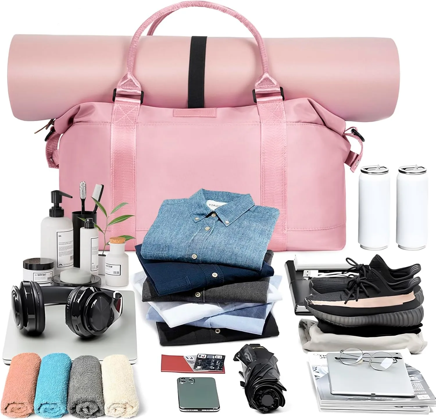 Travel Duffle, Waterproof Gym Weekender Overnight Tote Carry On with Luggage Sleeve, Dry Wet Pocket, Labor Delivery Hospital Bag