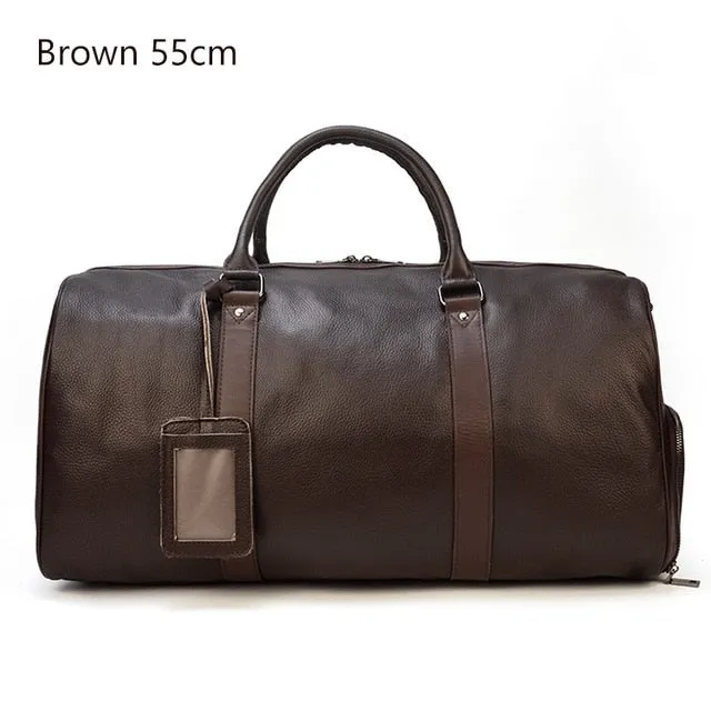 Travel Men Leather Genuine Bags Female Eco-friendly technology Carry Bag Cowhide Soft Male Women Hand MAHEU Travel Shoulder Real Hot Leather Bag Luggage Seasonal sale