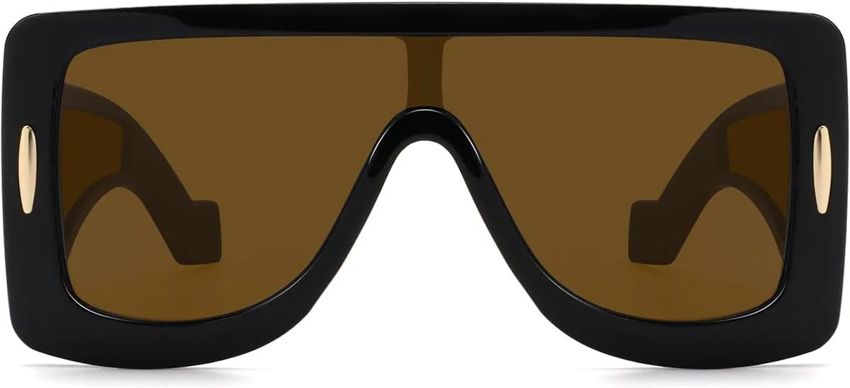 Trendy Anagram Mask Sunglasses for Women Men Oversized Flat Top Fashion Shield Sun Glasses UV Protection Sunnies