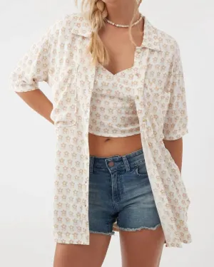 Tricia Daisy Button-Up Top in Winter White | Winter White