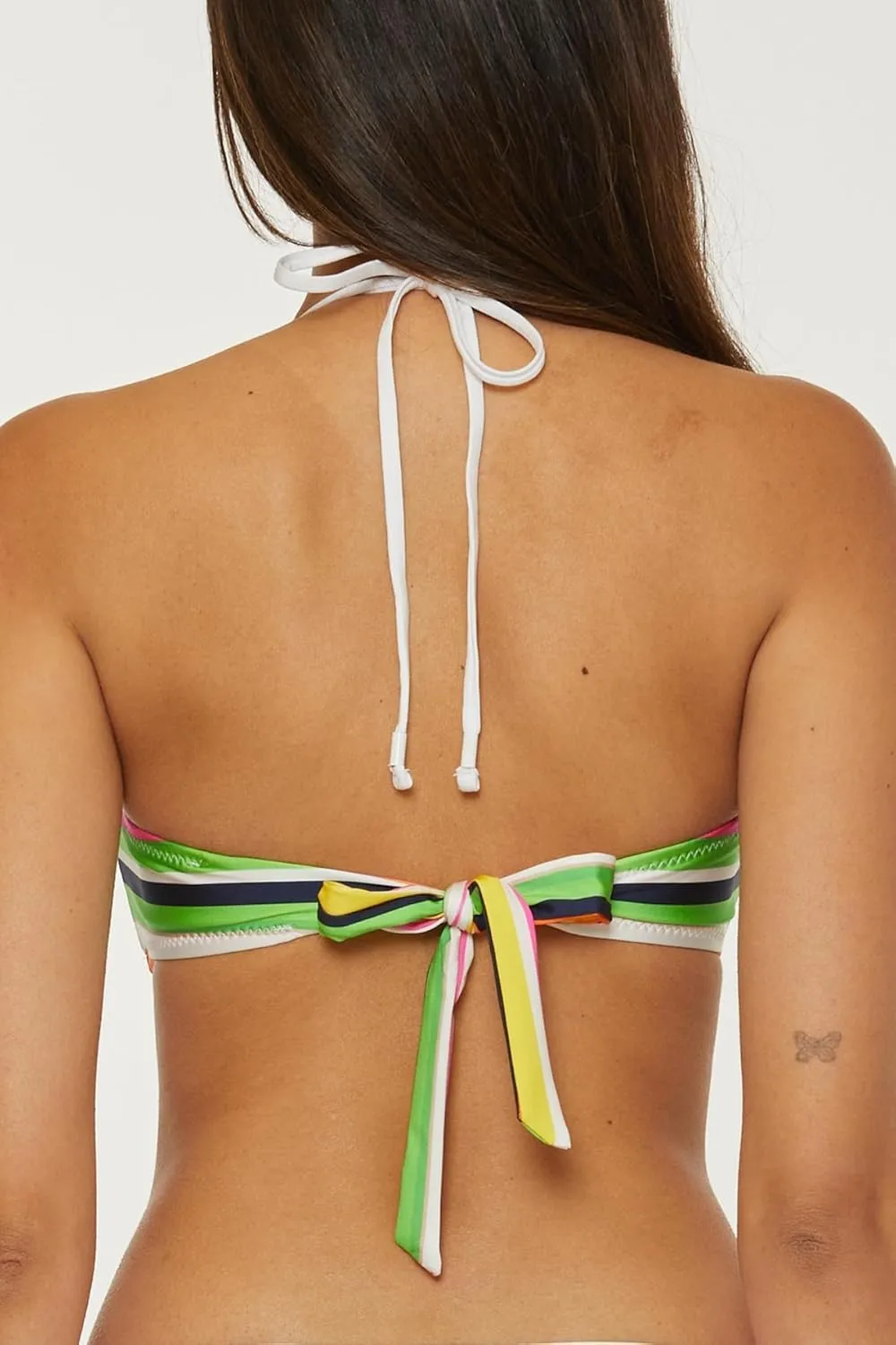 Trina Turk Women's Anniversary Stripe Bandeau Bikini Top, Adjustable, Tie Back, Swimwear Separates