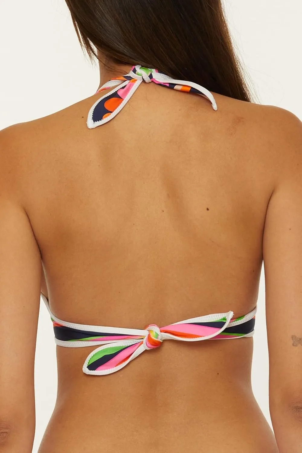 Trina Turk Women's Anniversary Stripe Halter Bikini Top, Adjustable, Tie Back, Swimwear Separates