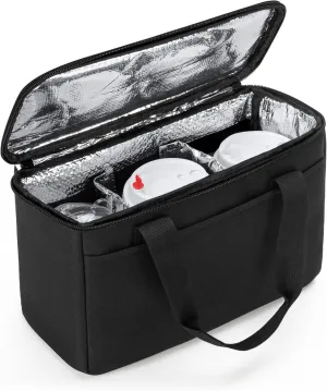 Trunab Reusable 3 Cups Drink Carrier for Delivery with Adjustable Dividers, Insulated Drink Caddy Holder Bag for Take Out, Beverages Carrier Tote with Handle for Outdoors, Patented Design, Black