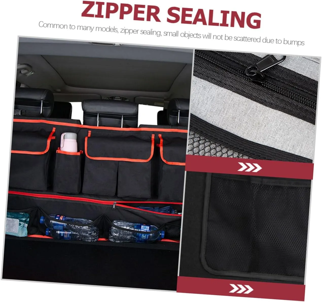 Trunk Storage Bag Auto Hanging Storage Trash Bag Foldable Luggage Collapsible Garbage Can Car Backseat Organizer Trunk Organizer Suv Seat Back Oxford Cloth Back Seat Red