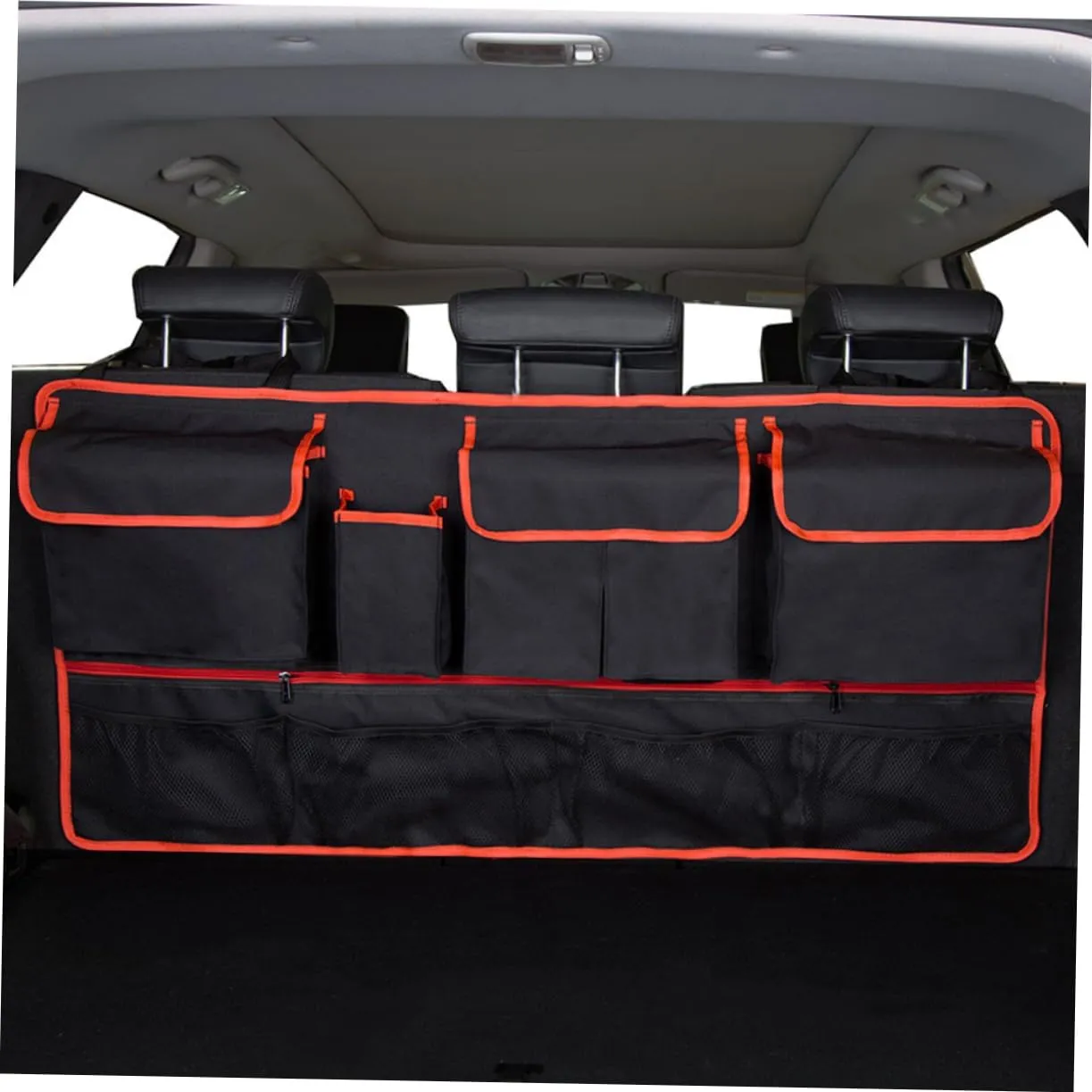 Trunk Storage Bag Auto Hanging Storage Trash Bag Foldable Luggage Collapsible Garbage Can Car Backseat Organizer Trunk Organizer Suv Seat Back Oxford Cloth Back Seat Red