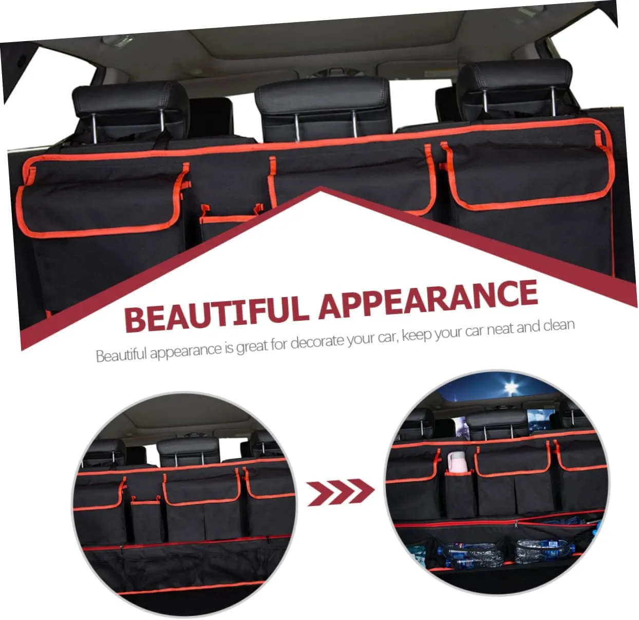 Trunk Storage Bag Auto Hanging Storage Trash Bag Foldable Luggage Collapsible Garbage Can Car Backseat Organizer Trunk Organizer Suv Seat Back Oxford Cloth Back Seat Red