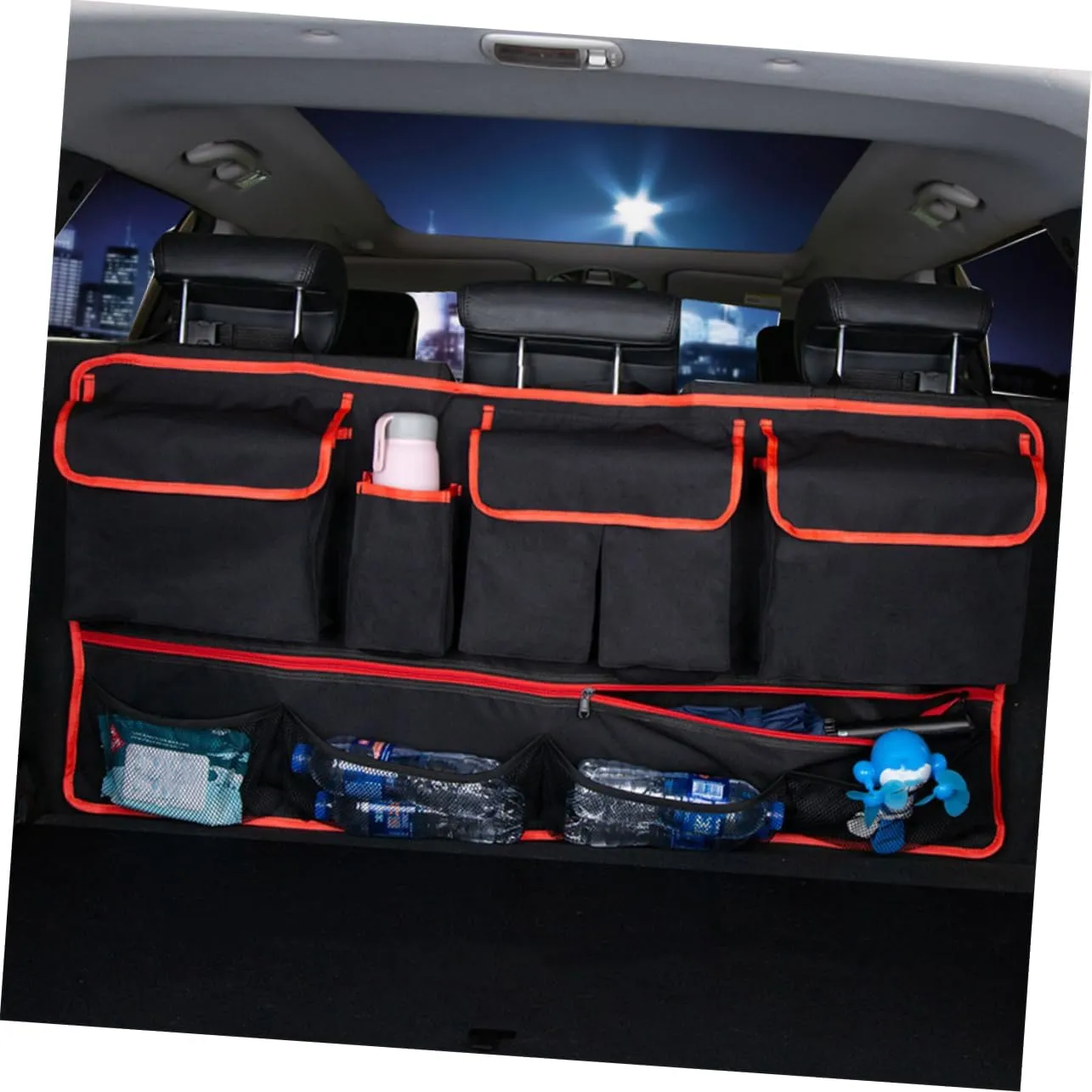 Trunk Storage Bag Auto Hanging Storage Trash Bag Foldable Luggage Collapsible Garbage Can Car Backseat Organizer Trunk Organizer Suv Seat Back Oxford Cloth Back Seat Red