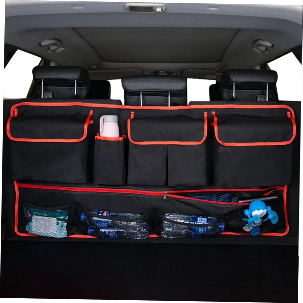 Trunk Storage Bag Auto Hanging Storage Trash Bag Foldable Luggage Collapsible Garbage Can Car Backseat Organizer Trunk Organizer Suv Seat Back Oxford Cloth Back Seat Red