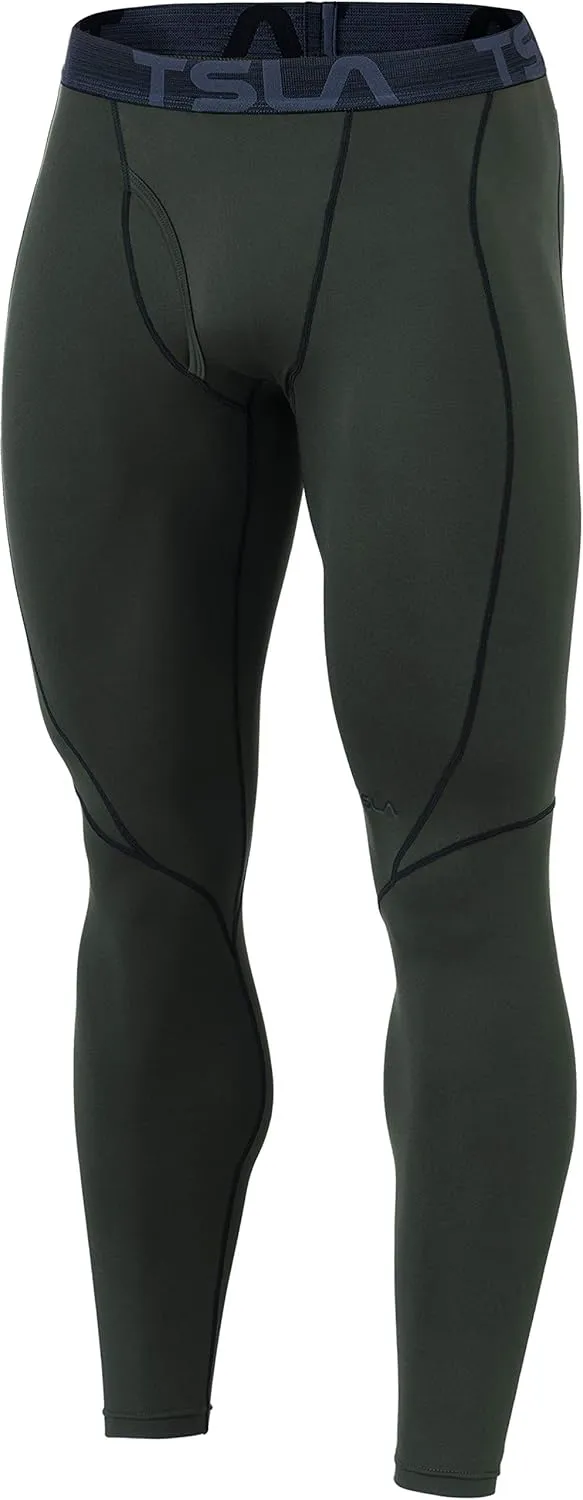 TSLA Men's Athletic Compression Pants, Thermal Wintergear Running Tights, Sports Leggings