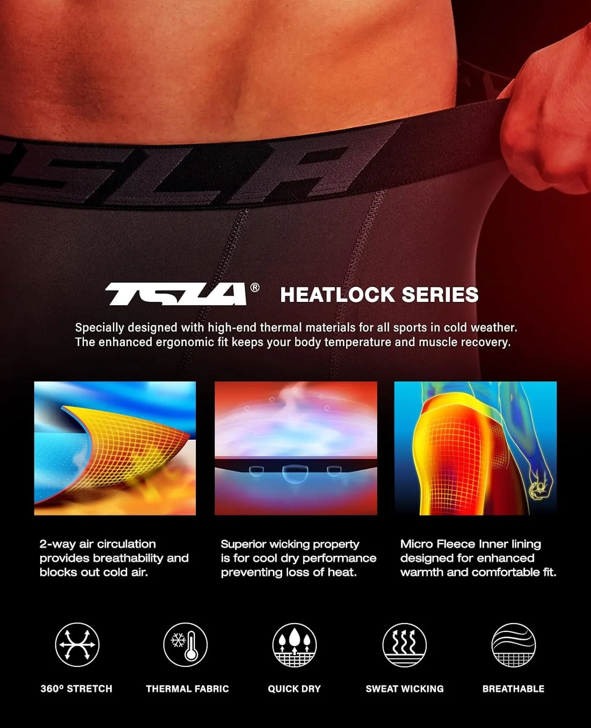 TSLA Men's Athletic Compression Pants, Thermal Wintergear Running Tights, Sports Leggings