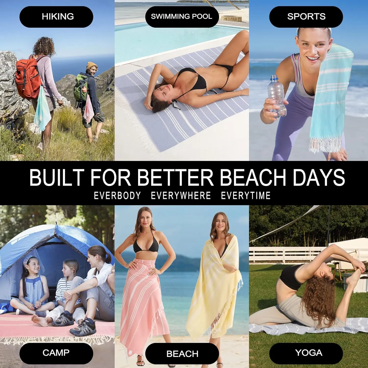 Turkish Beach Towels Vacation Essentials Quick Dry Absorbent Adult Oversized Bath Pool Swim Long Towel Lightweight Thin Fast Drying Over The Lounge Chair Towel Sand Repellent Anti Green