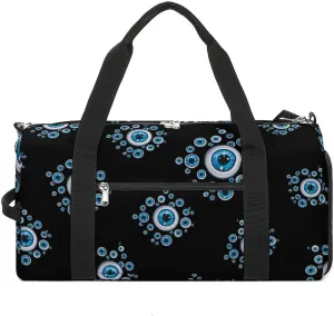 Turkish Blue Evil Eyes Sports Gym Bag for Men Women Travel Duffel Bag with Shoulder Strap