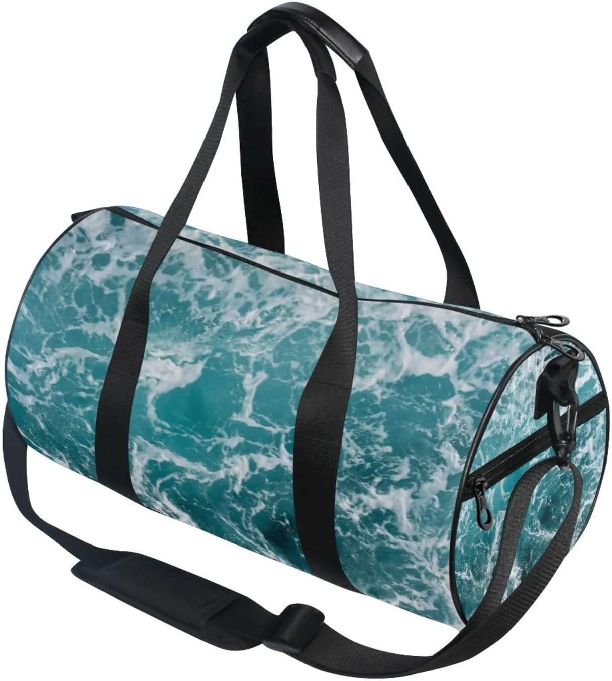 Turquoise Ocean Wavy Surface Water Splashes Close Up Portable Gym Bag, Travel Bag, Luggage bag, Sports Bag, Toiletry Bag with Handles, Detachable Shoulder Strap 17.6 x 9 x 9 inch