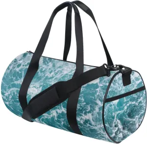 Turquoise Ocean Wavy Surface Water Splashes Close Up Portable Gym Bag, Travel Bag, Luggage bag, Sports Bag, Toiletry Bag with Handles, Detachable Shoulder Strap 17.6 x 9 x 9 inch