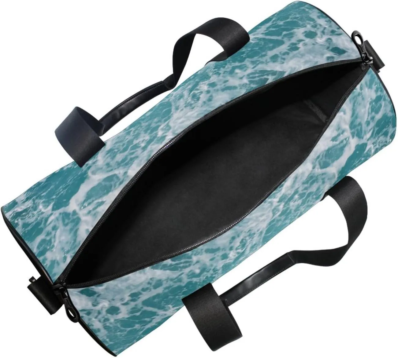 Turquoise Ocean Wavy Surface Water Splashes Close Up Portable Gym Bag, Travel Bag, Luggage bag, Sports Bag, Toiletry Bag with Handles, Detachable Shoulder Strap 17.6 x 9 x 9 inch
