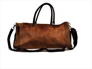 Tuzech Vintage Leather Hairon men's Travel Duffle luggage bag with Shoe Pouch,Professional Gym Bag Sports Soft Shell Overnight Weekend Brown Color (Hairon Dark Brown)