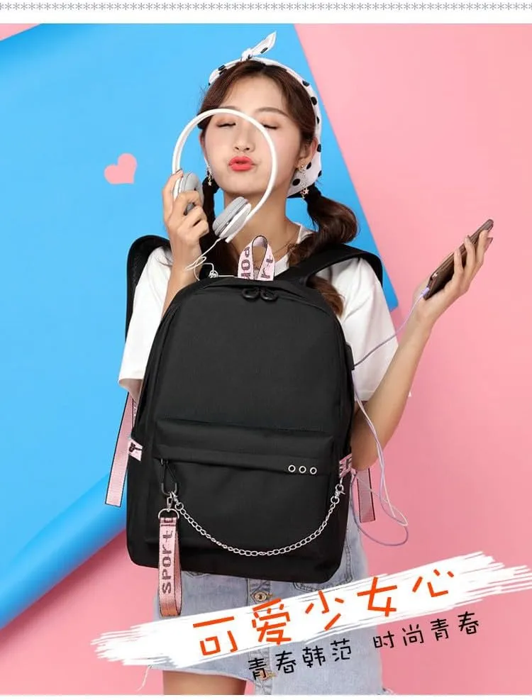 TWICE Backpack Daypack Sana Schoolbag Laptop School Bag with USB port and Headphone Jack 8