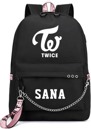 TWICE Backpack Daypack Sana Schoolbag Laptop School Bag with USB port and Headphone Jack 8