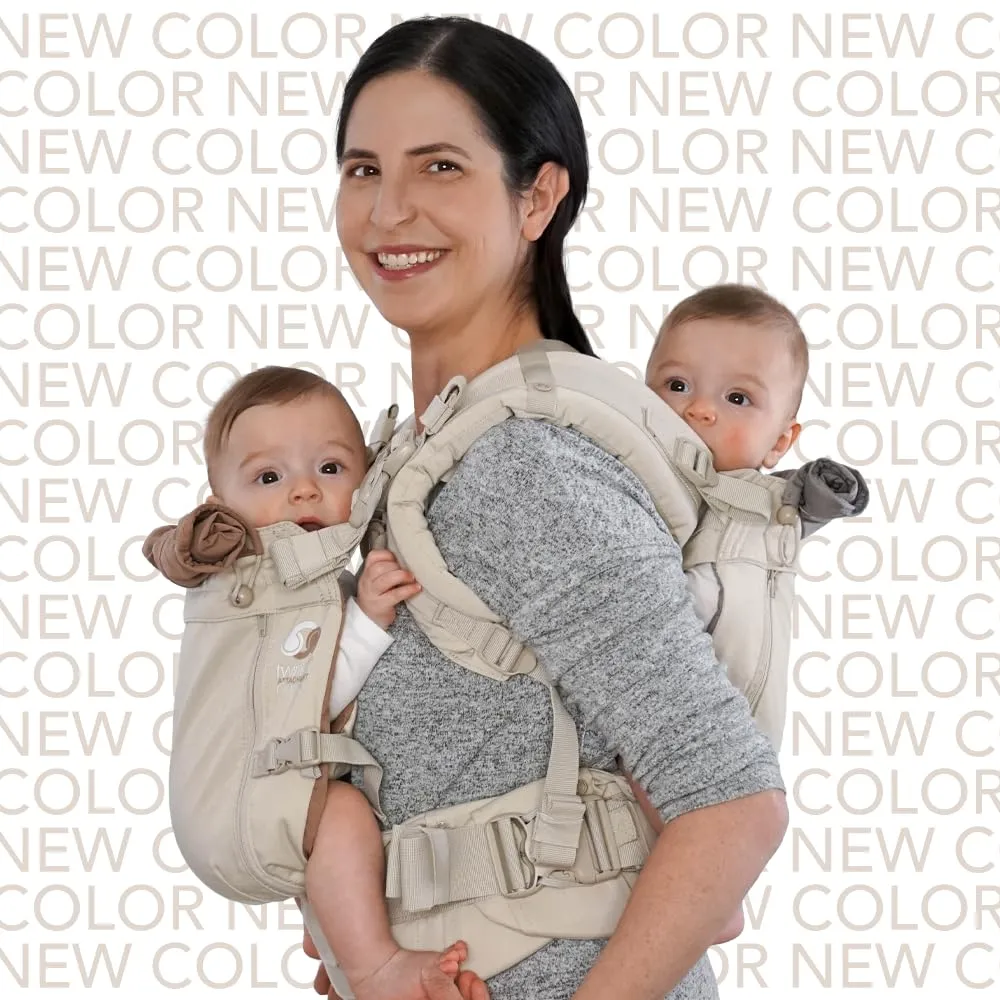 TwinGo Carrier - Air Model - Neutral - Great for All Seasons - Breathable Mesh - Fully Adjustable Tandem or 2 Single Baby Carrier for Men, Woman XS-XXL - Twins and Babies 10-45 lbs