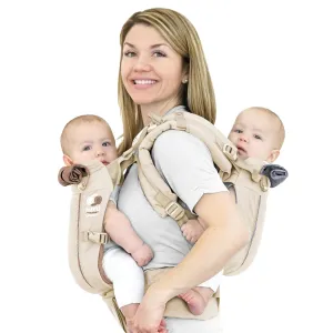TwinGo Carrier - Air Model - Neutral - Great for All Seasons - Breathable Mesh - Fully Adjustable Tandem or 2 Single Baby Carrier for Men, Woman XS-XXL - Twins and Babies 10-45 lbs