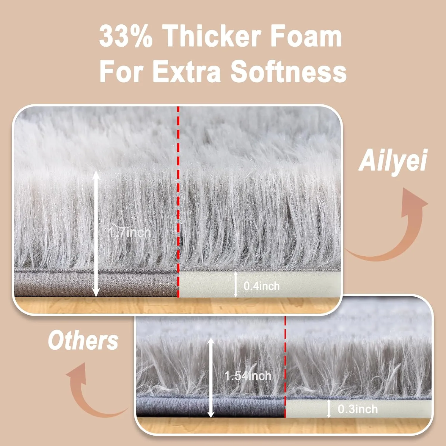Ultra Soft Runner Rugs with Upgraded Non-Slip Rubber Backing & Thick Memory Sponge, 2x6 Feet Fluffy Shag Throw Area Rug for Bedroom Hallway Living Room Tie-dye Light Grey