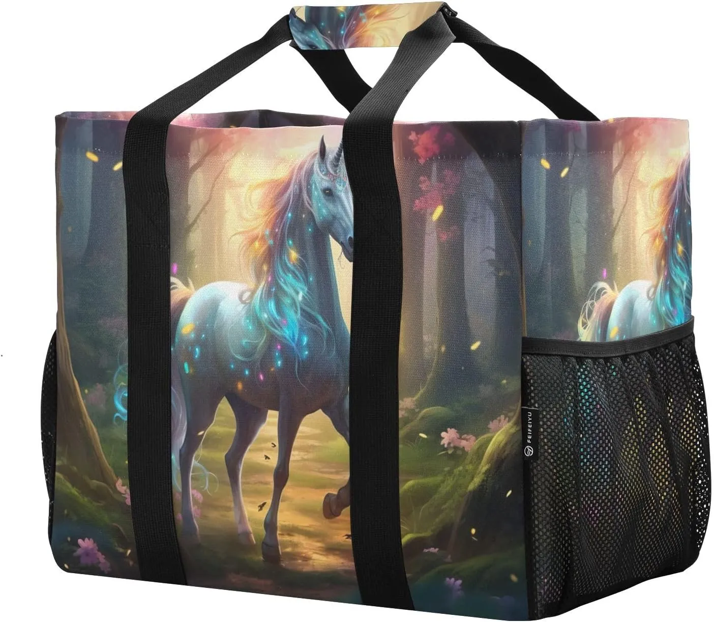 Unicorn Magical Foldable Travel Duffel Bag for Men Women Waterproof Weekender Overnight Carry On Tote Bag with Comfortable Handle Hospital Bag for Hospital Airplane Business Trips Sport