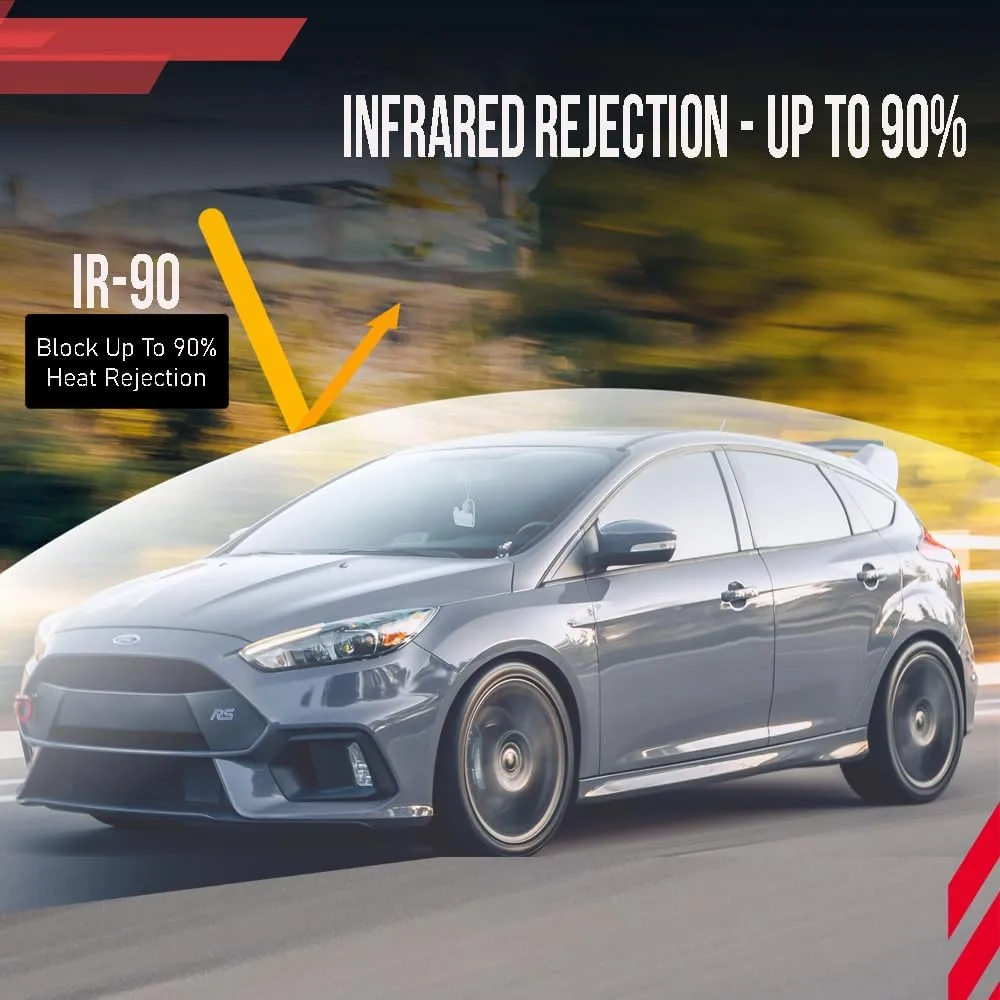 United 20" x 100'Ft 10% Nano Ceramic Car Window Tint Roll - High Heat Rejection, UV/IR Rays Block, Lifetime Color Stability