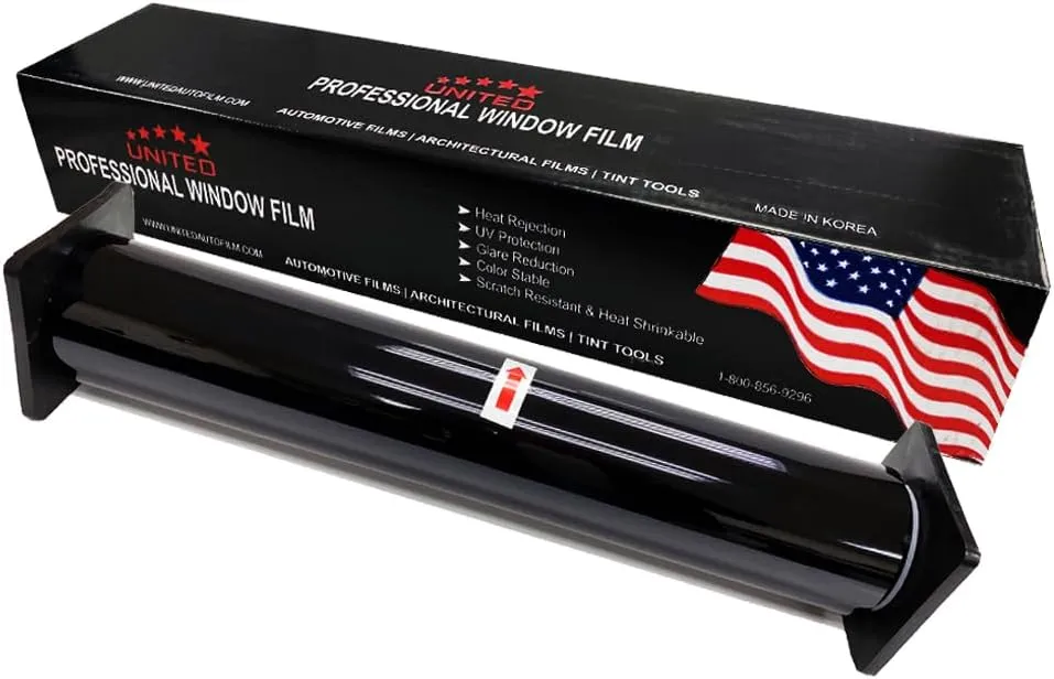 United Centurion Window Tint 5% VLT 40"Inx100'Ft 2Ply Nano Carbon - PET Laminated Adhesive Film - Privacy Window Tint for Cars, Home, Blocks UV/IR Rays, Reduce Heat & Glare - Lifetime Color Stability
