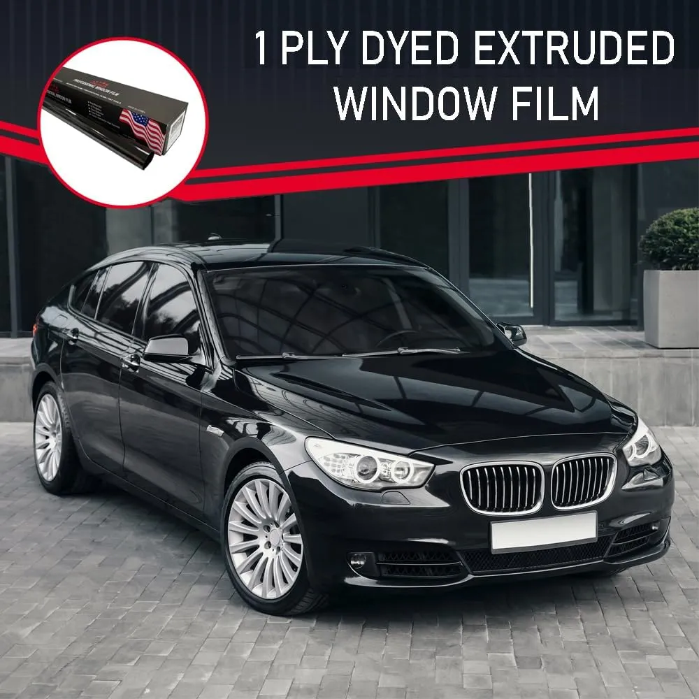 United Professional Window Tint 20% VLT 20"In x 100'Ft 1Ply Dyed Upgraded Film - Privacy Window Tint for Cars, Home, Blocks UV/IR Rays, Reduce Heat & Glare - Adhesive Window Film Standard Black Color