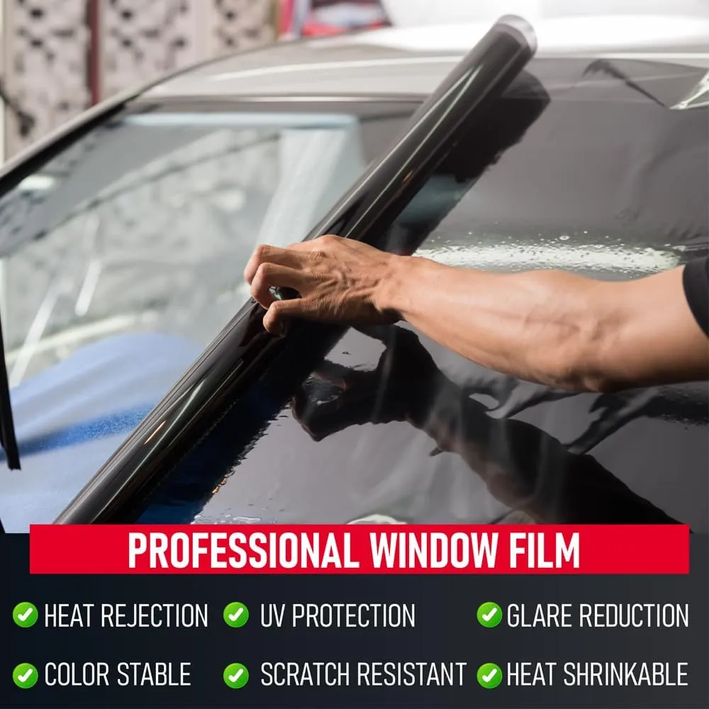 United Window Tint 36"In x 100'Ft Nano Carbon Film 2Ply with 3% VLT - Clear Polyester Privacy Window Tint for Car, Home, Blocks UV/IR Rays, Reduce Heat & Glare- Adhesive Film-Lifetime Color Stability