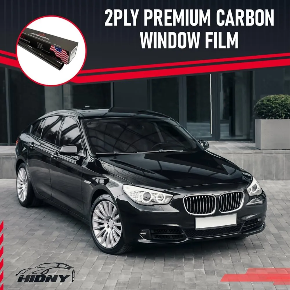 United Window Tint 36"In x 100'Ft Nano Carbon Film 2Ply with 3% VLT - Clear Polyester Privacy Window Tint for Car, Home, Blocks UV/IR Rays, Reduce Heat & Glare- Adhesive Film-Lifetime Color Stability