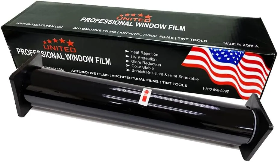 United Window Tint 36"In x 100'Ft Nano Carbon Film 2Ply with 3% VLT - Clear Polyester Privacy Window Tint for Car, Home, Blocks UV/IR Rays, Reduce Heat & Glare- Adhesive Film-Lifetime Color Stability