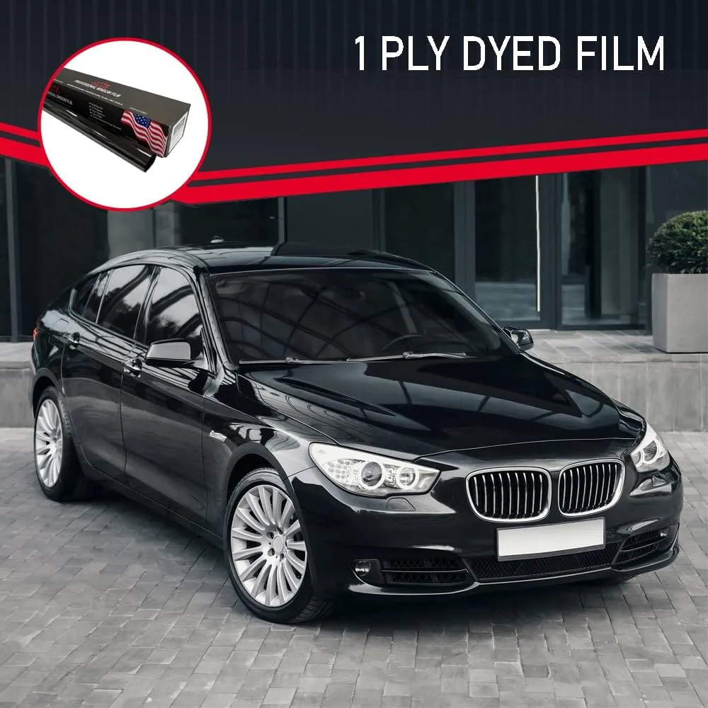 United Window Tint Universal Black 20% VLT 24" in x 100'Ft Standard Dyed 1Ply Film Black Color - Privacy Window Tint for Car, Home, Blocks UV/IR Rays, Reduce Heat & Glare - Adhesive Window Film