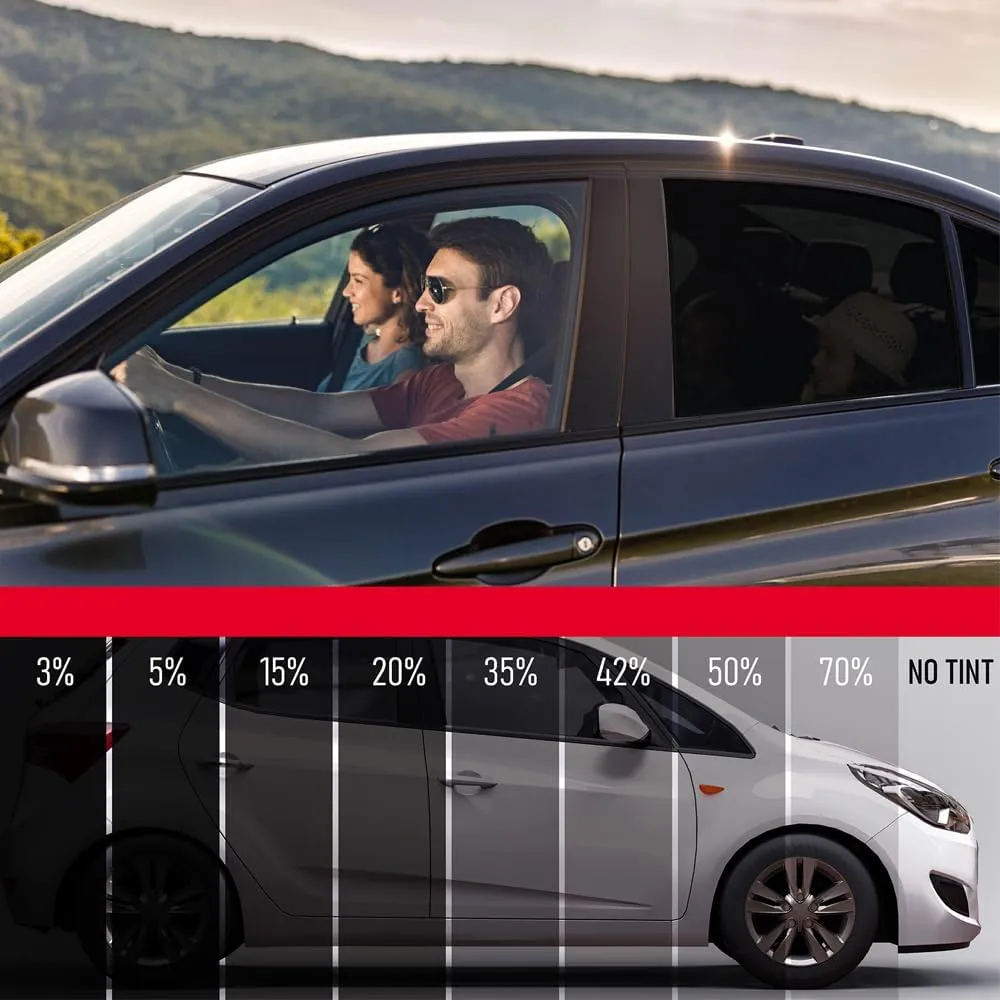 United Window Tint Universal Black 20% VLT 24" in x 100'Ft Standard Dyed 1Ply Film Black Color - Privacy Window Tint for Car, Home, Blocks UV/IR Rays, Reduce Heat & Glare - Adhesive Window Film