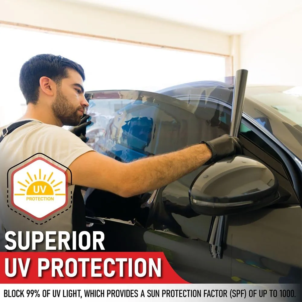 United Window Tint Universal Black 20% VLT 24" in x 100'Ft Standard Dyed 1Ply Film Black Color - Privacy Window Tint for Car, Home, Blocks UV/IR Rays, Reduce Heat & Glare - Adhesive Window Film