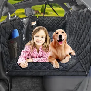 URPOWER Back Seat Extender for Dogs - Hard Bottom Dog Car Seat Cover with Removable Blanket Non-Slip Dog Hammock for Cars, SUVs & Small Trucks, Waterproof Pet Backseat Protector Dogs Car Travel Bed
