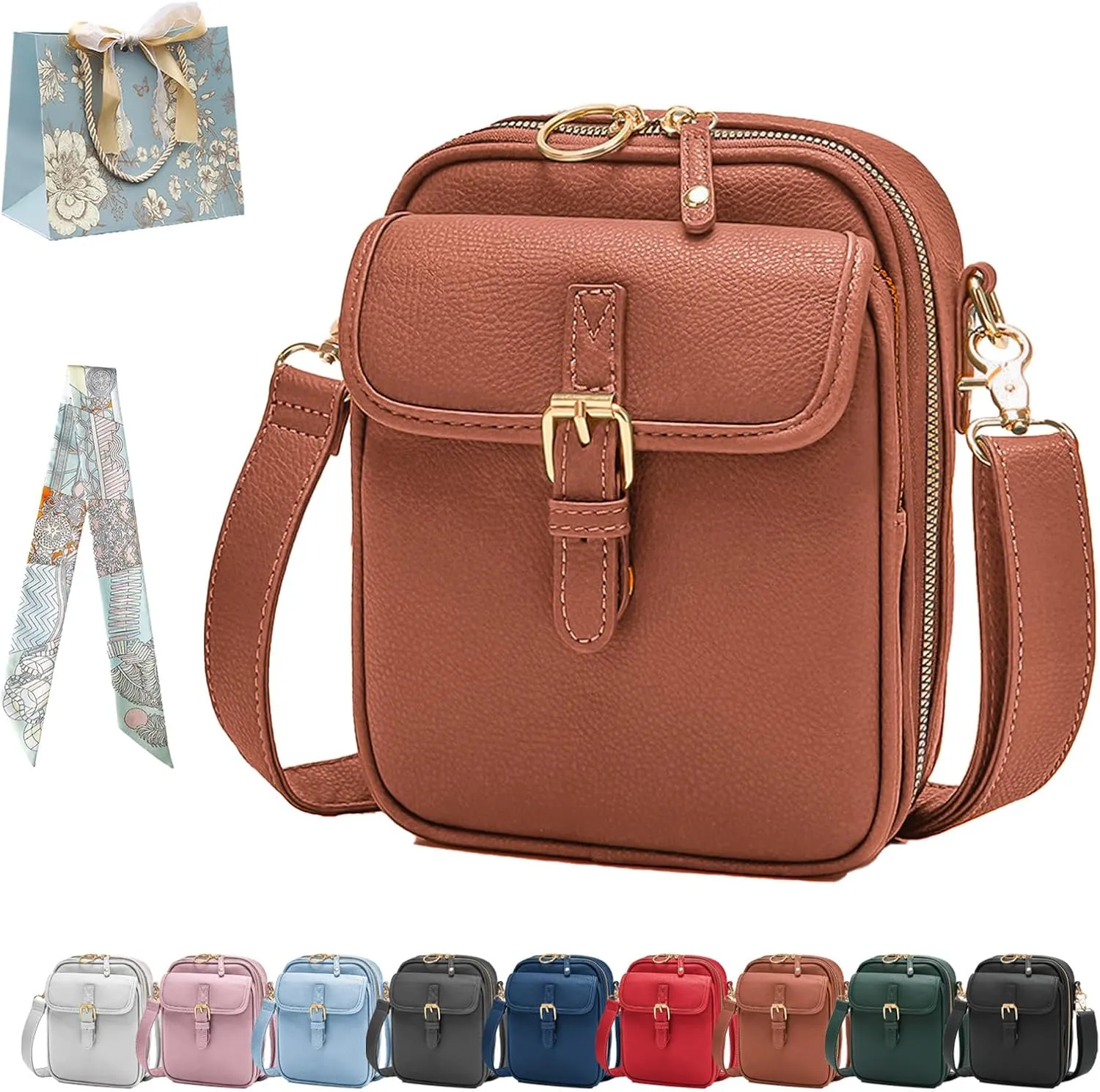 Urvashi Crossbody Leather Bag, Anti Theft Shoulder Bags Built In Wallet, Large Capacity with 10 Card Slots