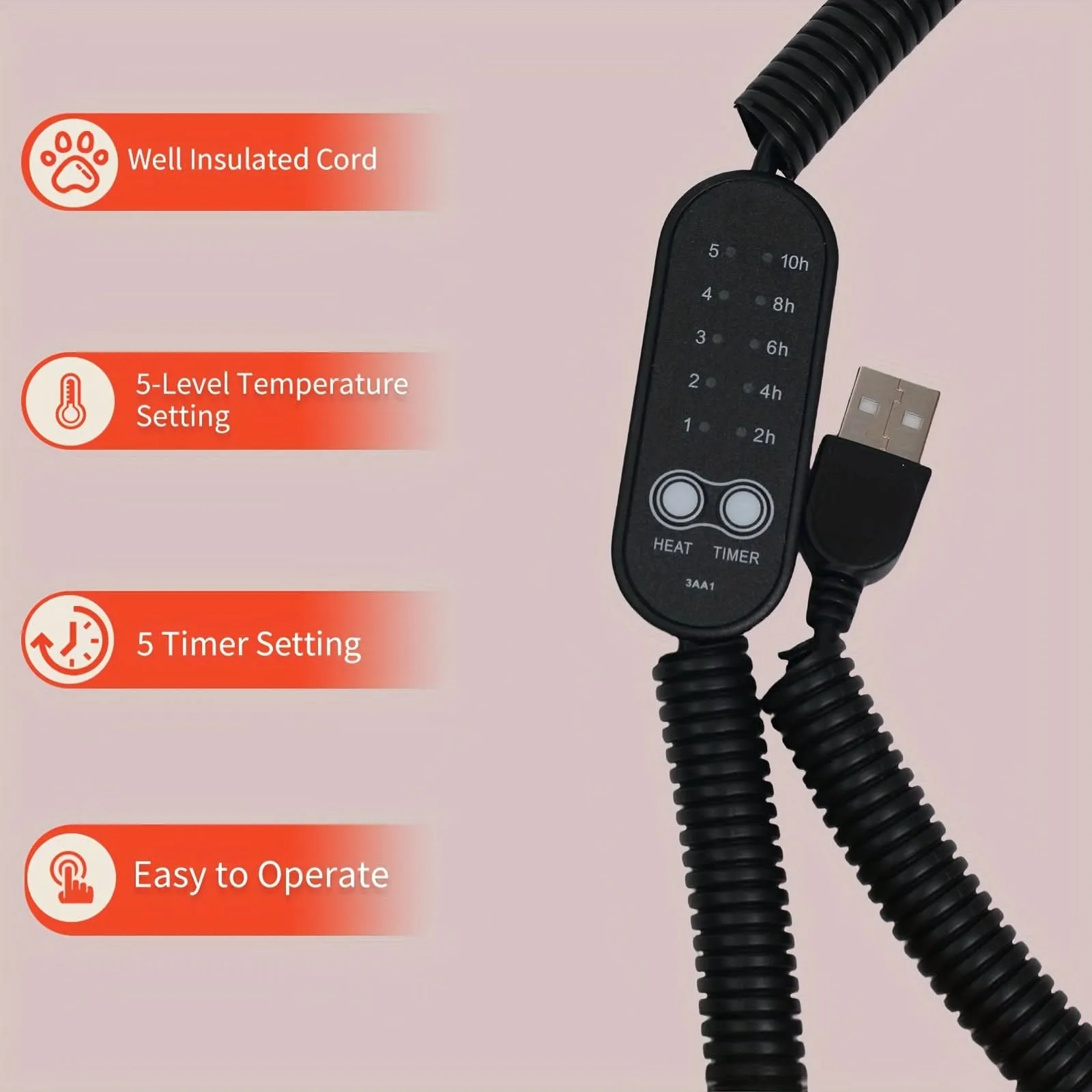 USB Heated Pet Bed – Adjustable Temps