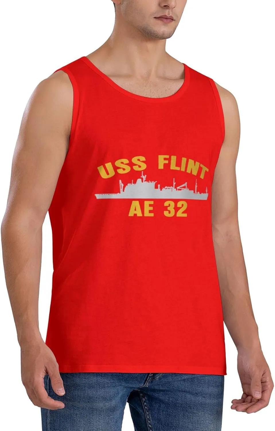 USS Flint Ae 32 Men's Breathable Tank Top Novel Gym Workout Sleeveless T-Shirt Sports Tank Top T-Shirt