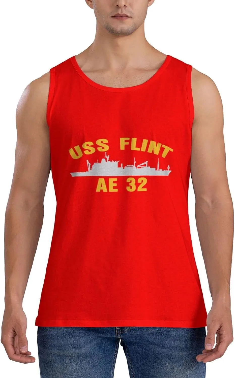 USS Flint Ae 32 Men's Breathable Tank Top Novel Gym Workout Sleeveless T-Shirt Sports Tank Top T-Shirt